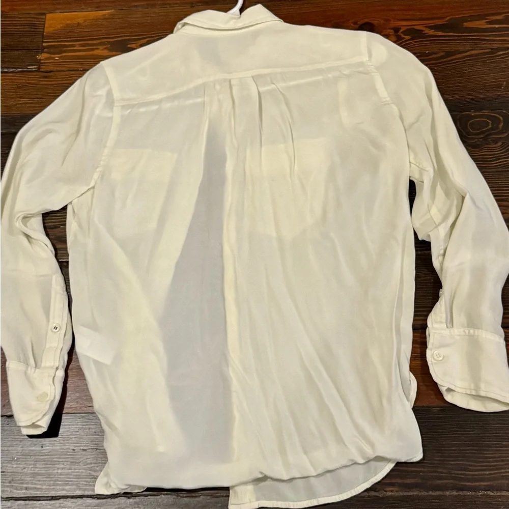 J. Crew Classic Silky Ivory Button-Up Blouse, Size 4